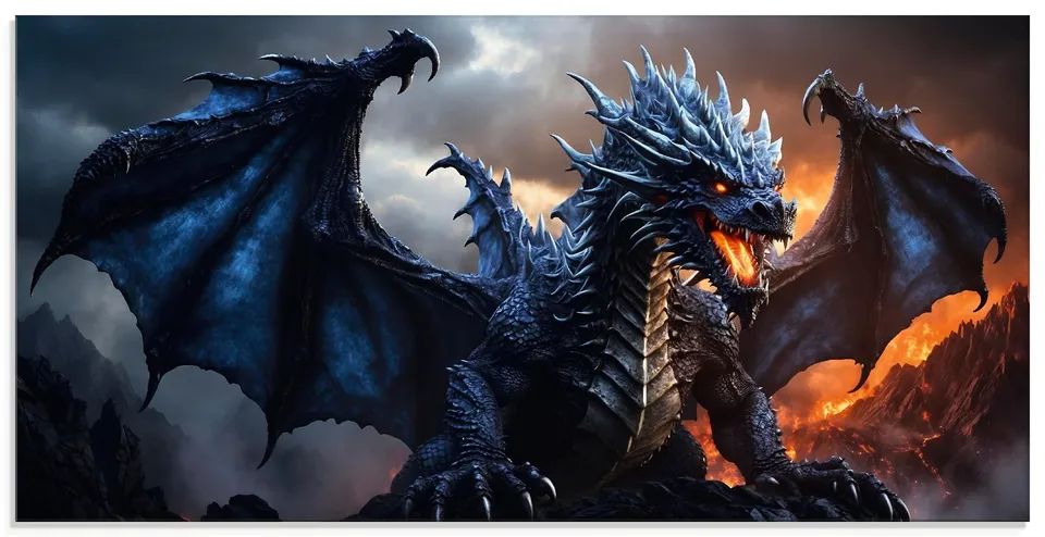 artland-glasbilder-feuerdrache-2-u5pq-glasbild-100x50-cm-fantasy image 1