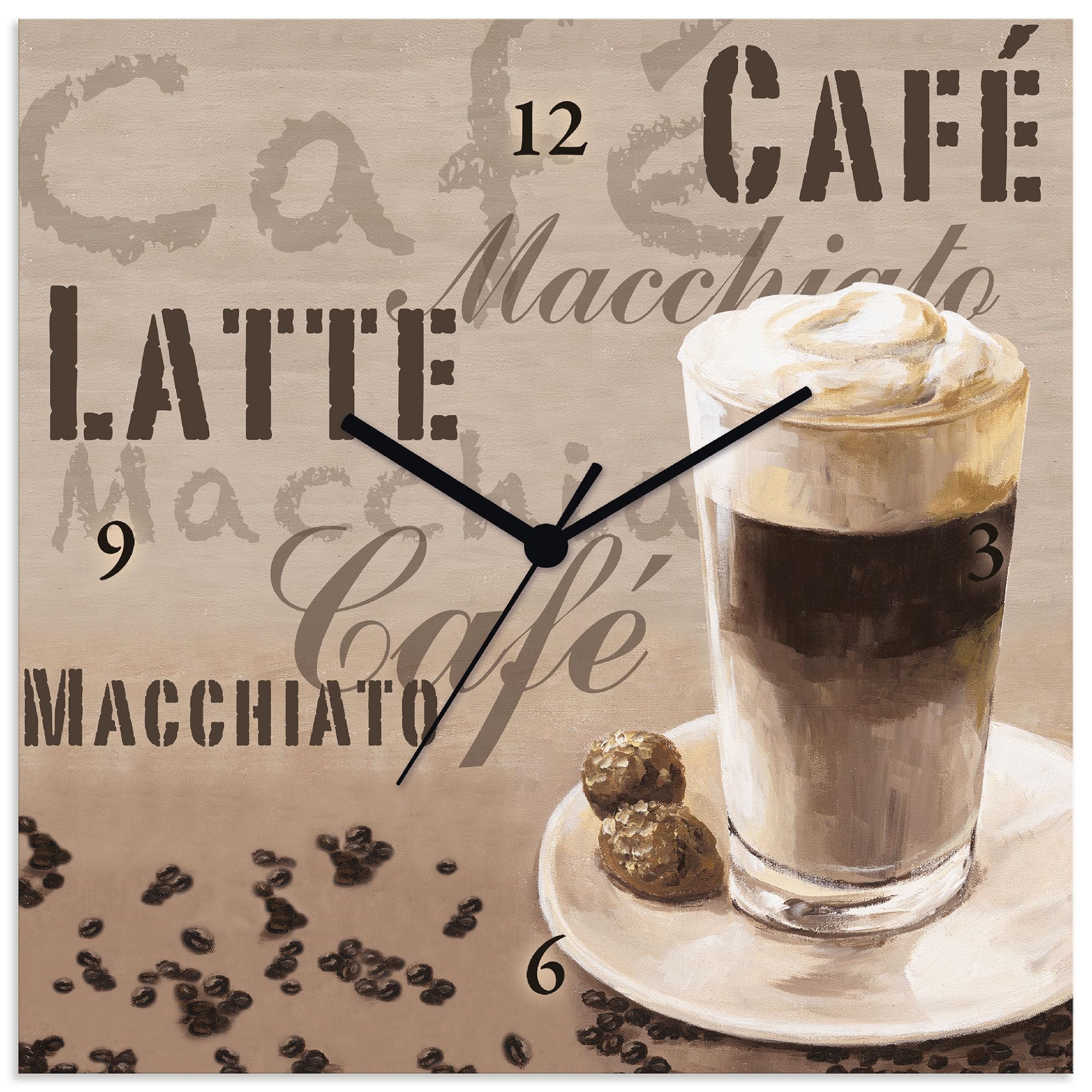 artland-wanduhren-quarzuhr-wanduhr-alu-30x30-kaffee-braun-lautlos image 1