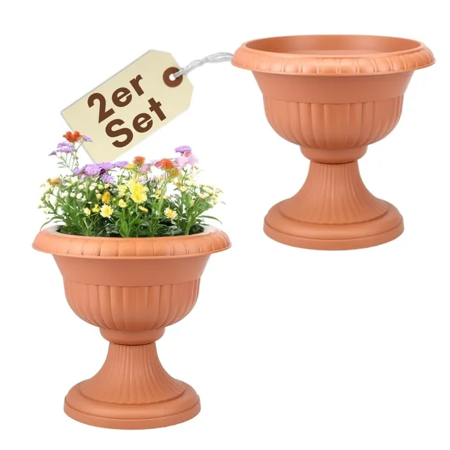 garpet-garten-blumentopf-mit-st-nder-2er-set-30-cm-terrakotta-frostsicher image 1