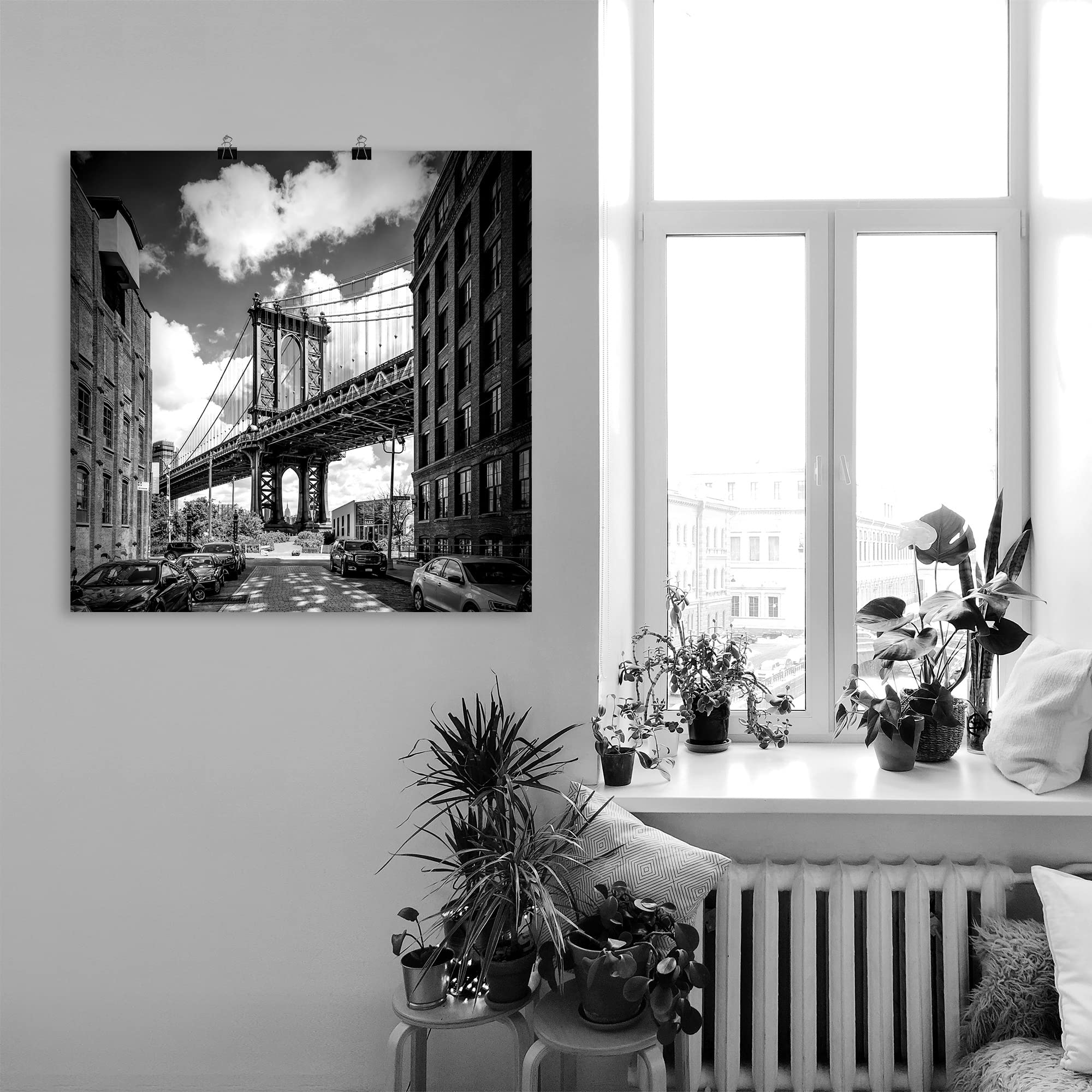 artland-manhattan-bridge-poster-70x70-cm-schwarz-wei image 8