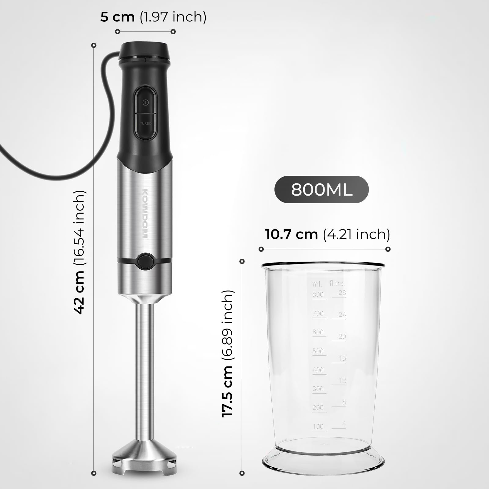 kowdom-hand-blender-stabmixer-1200w-edelstahl-12-stufen-800ml-becher image 7