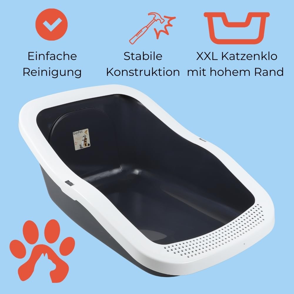 garpet-tierwelt-xxl-katzenklo-offen-70cm-hoher-rand-grau image 7