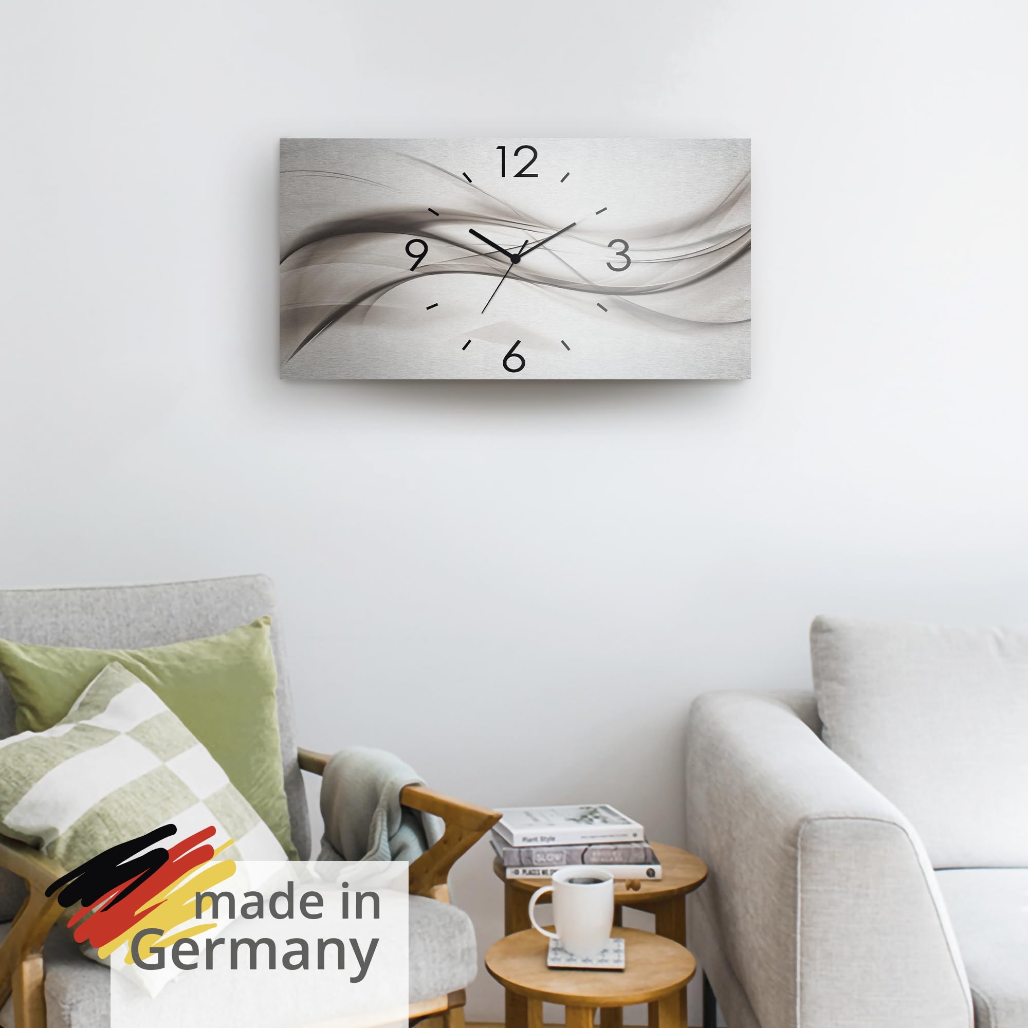 artland-wanduhren-quarzuhr-50x25-cm-wanduhr-silber-lautlos image 6