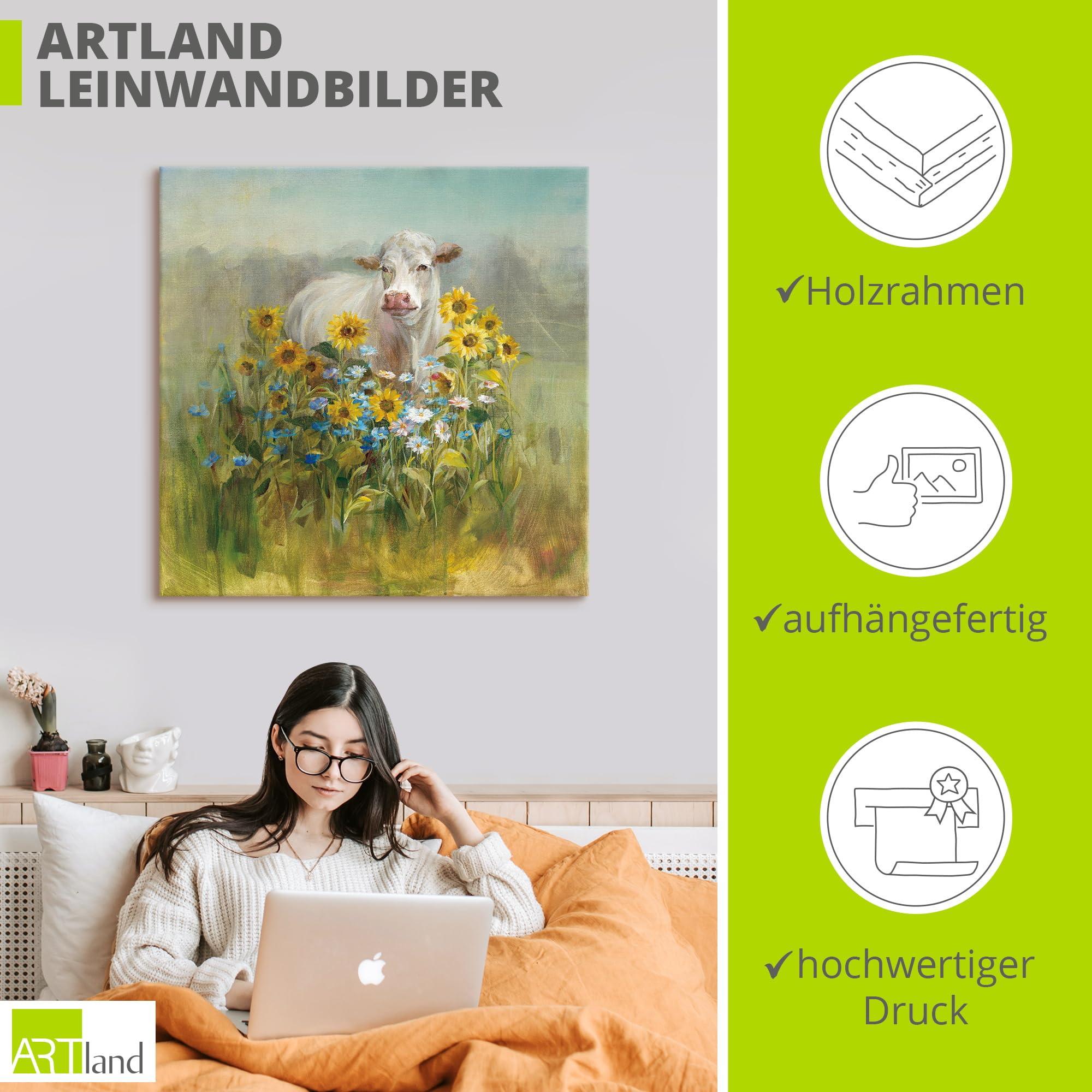 artland-leinwandbilder-farm-and-field-i-leinwandbild-40x40-kuh image 3