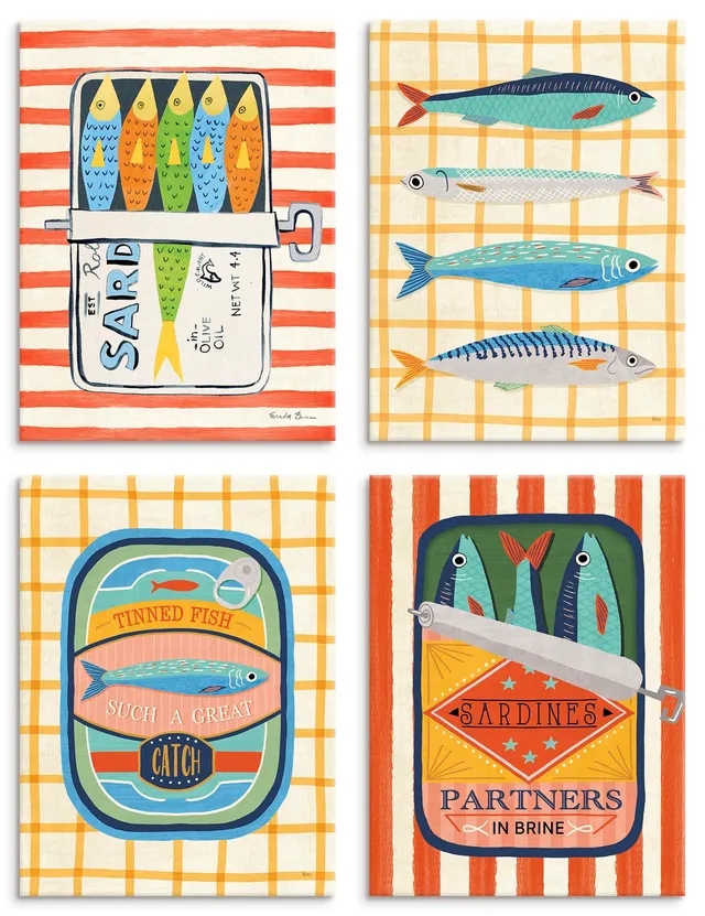 artland-leinwandbilder-sardines-set-4tlg-45x60-cm-mediterran image 1