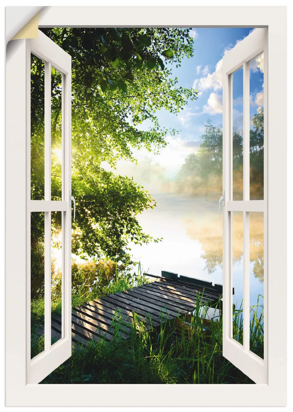 artland-wandaufkleber-wandtattoo-wald-angelsteg-vinyl-100x70 image 1