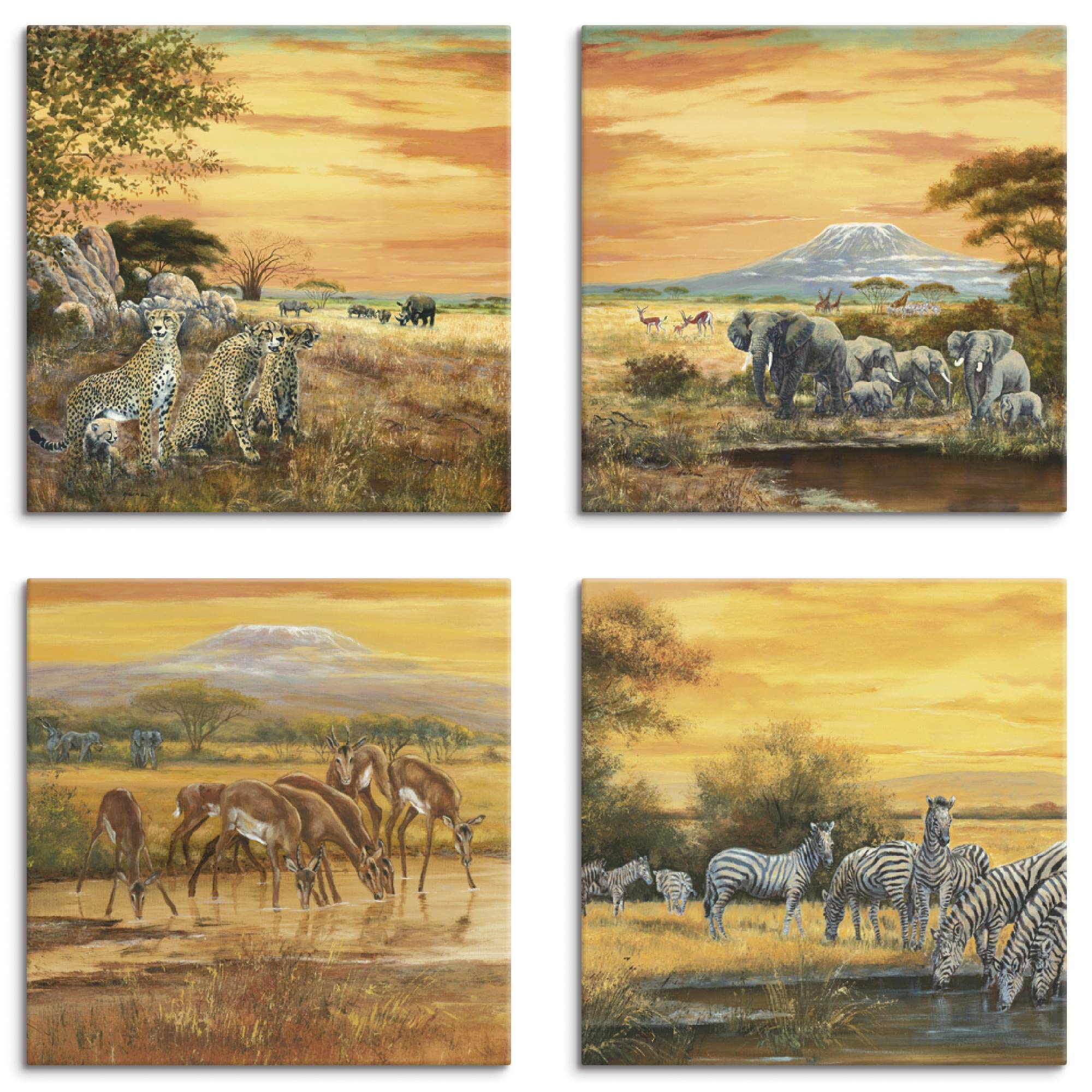 artland-afrika-leinwandbild-4er-set-30x30-cm-tiere-steppe image 1