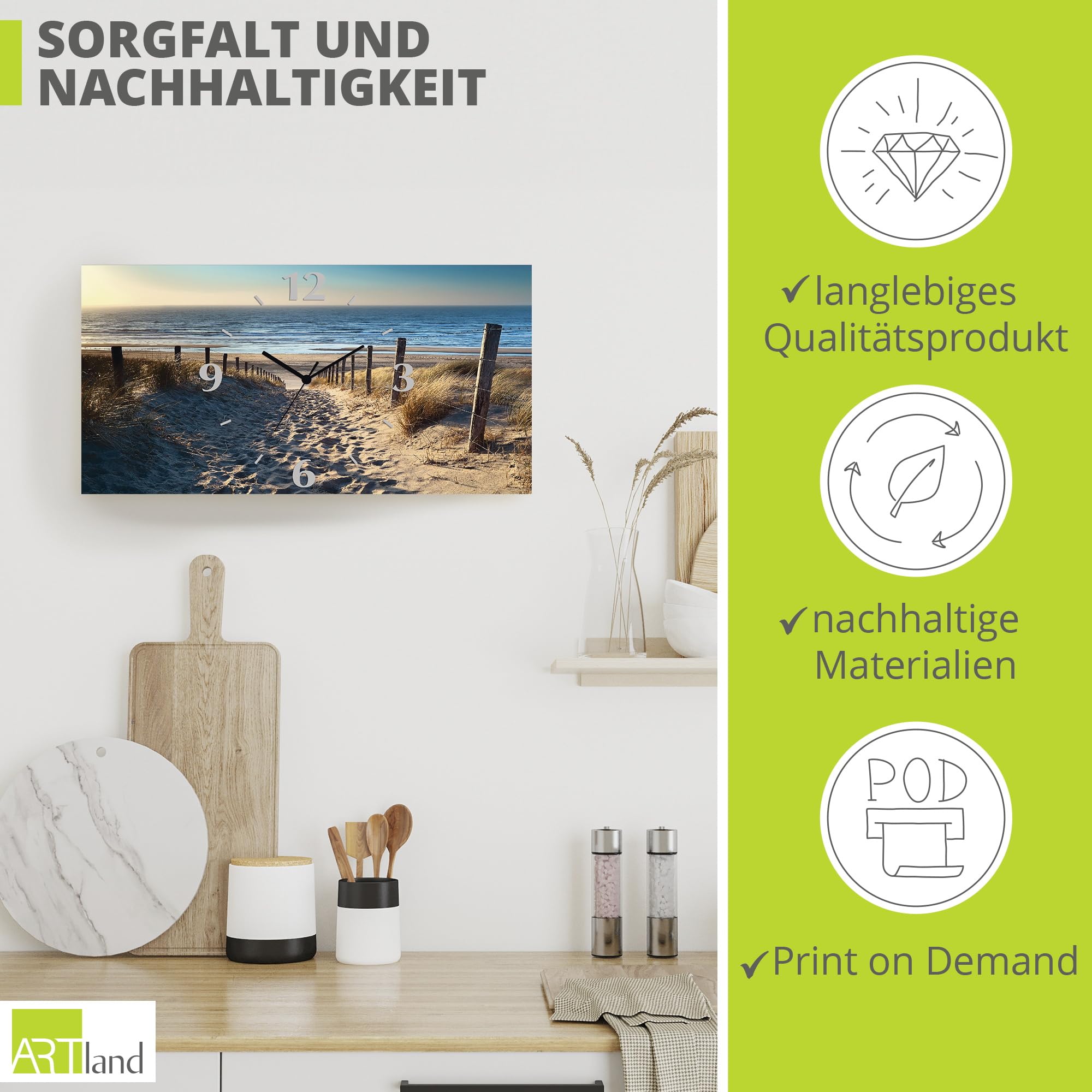 artland-wanduhren-funkuhr-60x30-cm-strand-meer-alu-lautlos image 5