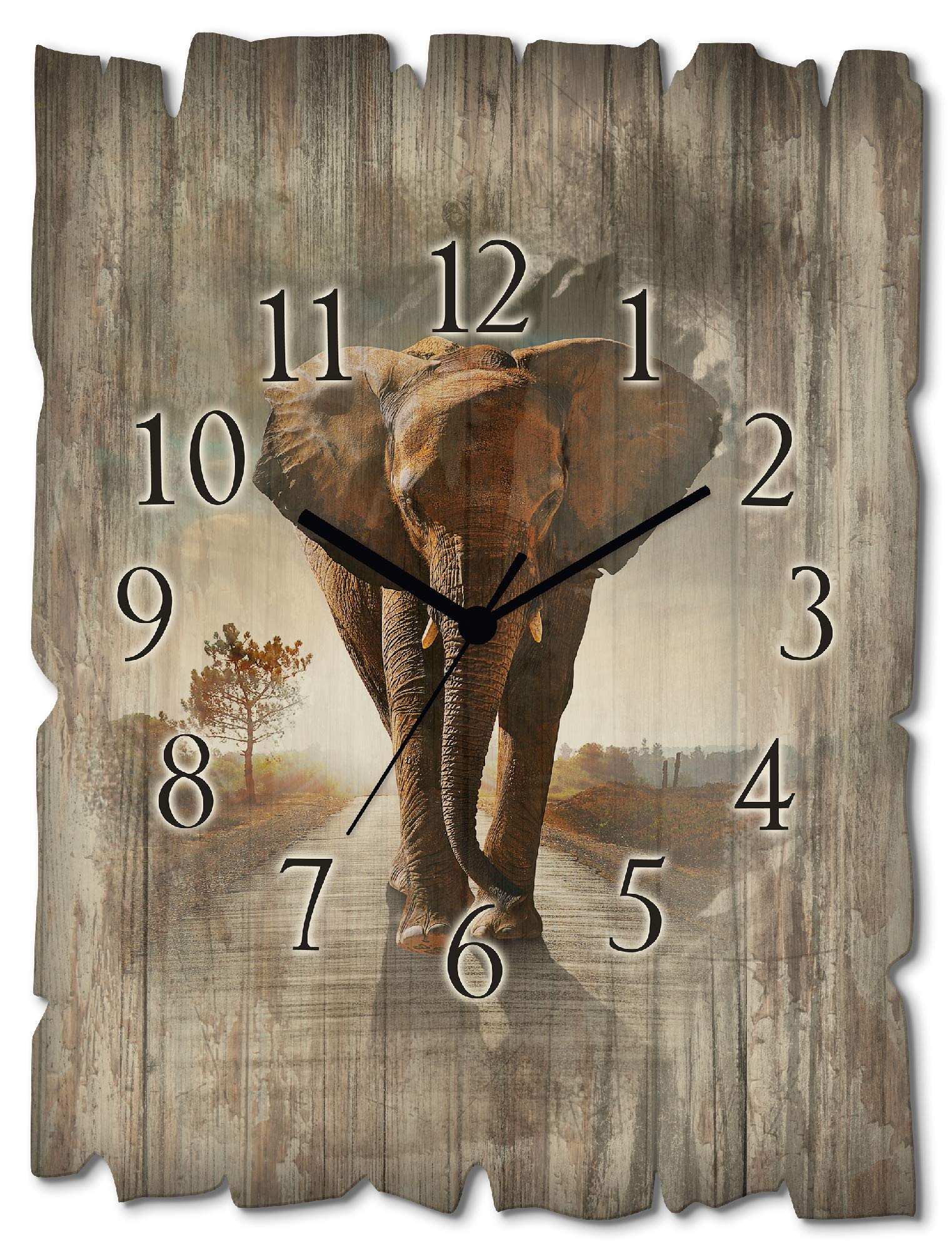 artland-wanduhren-t9qo-wanduhr-30x40-cm-quarzuhr-elefant image 1