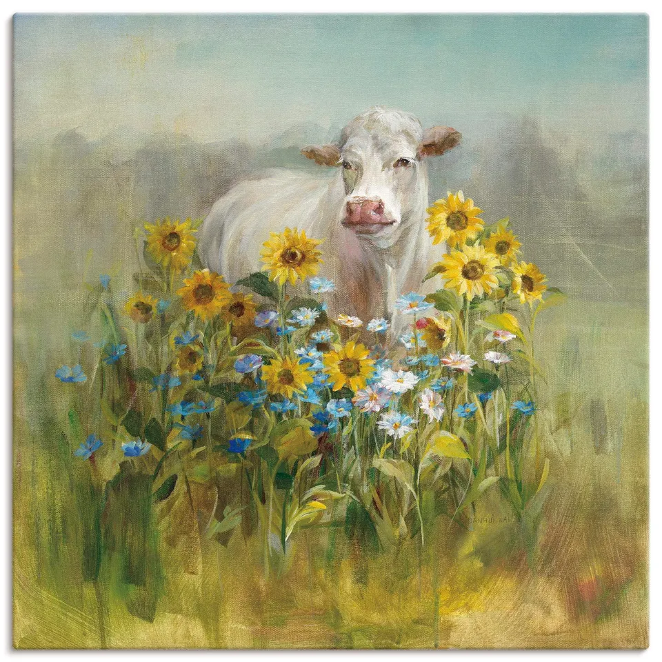 artland-leinwandbilder-farm-and-field-i-leinwandbild-40x40-kuh image 1