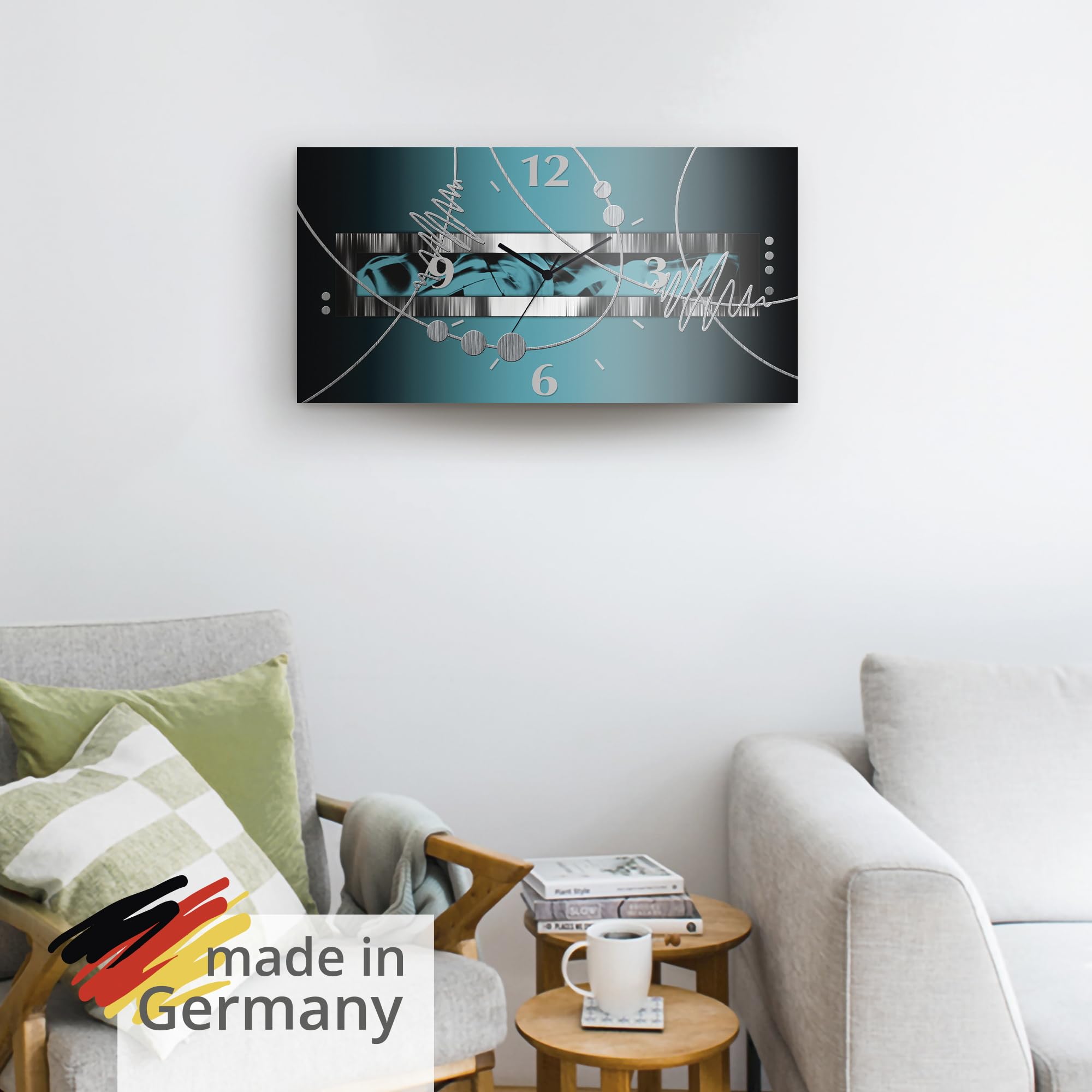 artland-wanduhren-quarzuhr-wanduhr-50x25-cm-3d-abstrakt image 6