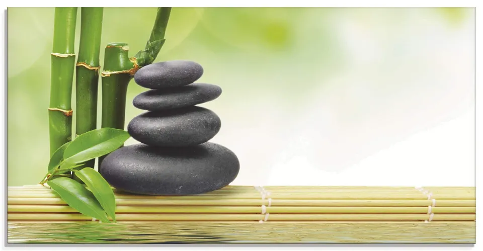 artland-t5op-glasbild-60x30-cm-asien-zen-spa-steine-bambus image 1