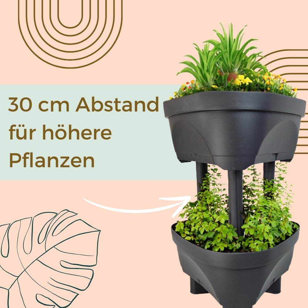 garpet-garten-pflanzturm-blumentopf-hoch-anthrazit-erdbeertopf image 7