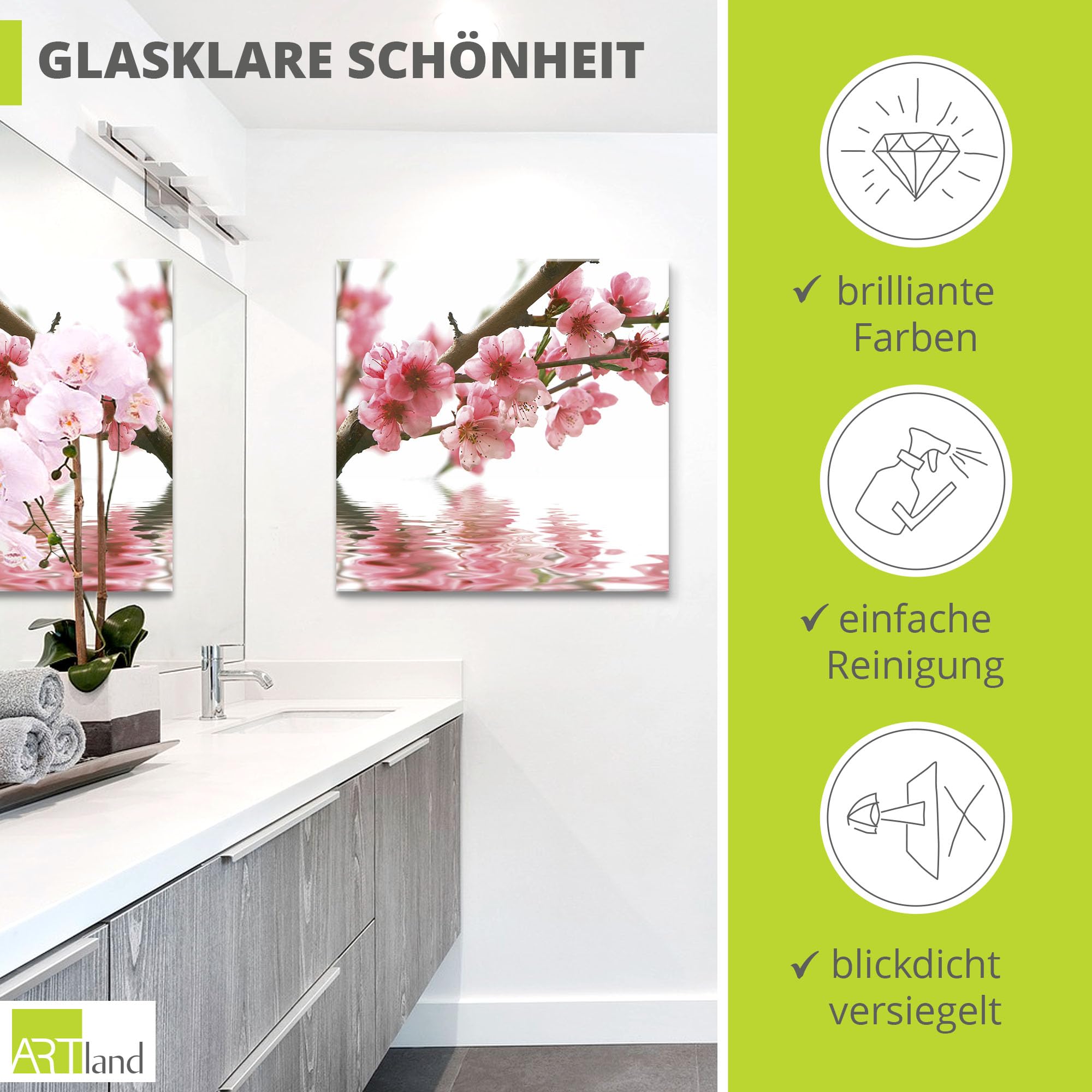 artland-glasbilder-kirschbl-ten-quadratisch-glasbild-natur image 2