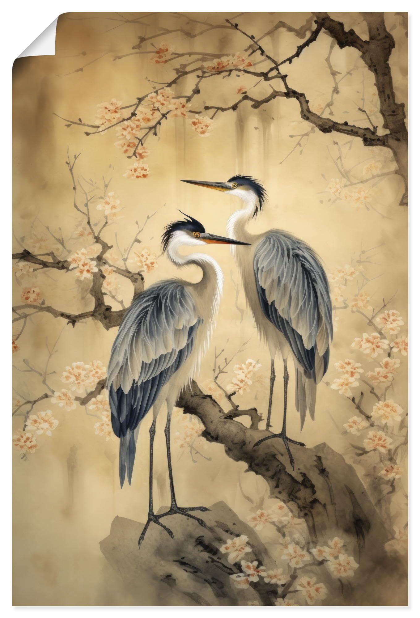 artland-kunstdrucke-kraniche-poster-40x60-cm-hochformat image 1