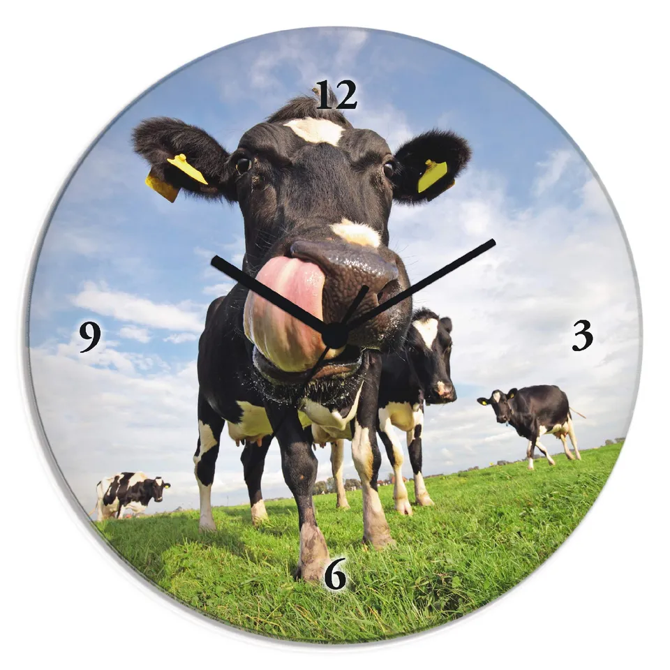 artland-wanduhren-t5wj-wanduhr-kuh-30-cm-glas-lautlos image 1