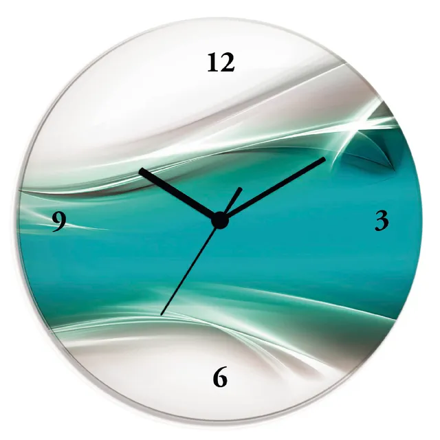artland-wanduhren-glas-wanduhr-petrol-30-cm-lautlos image 1
