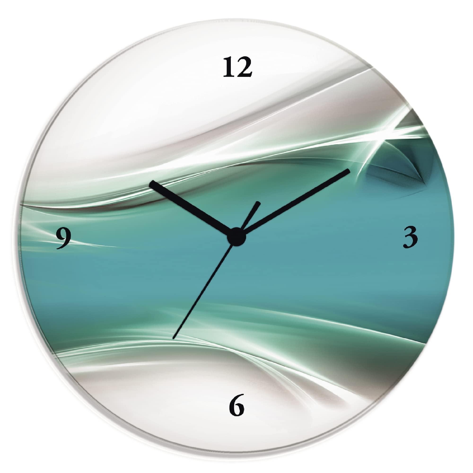 artland-wanduhren-glas-wanduhr-petrol-30-cm-lautlos image 1