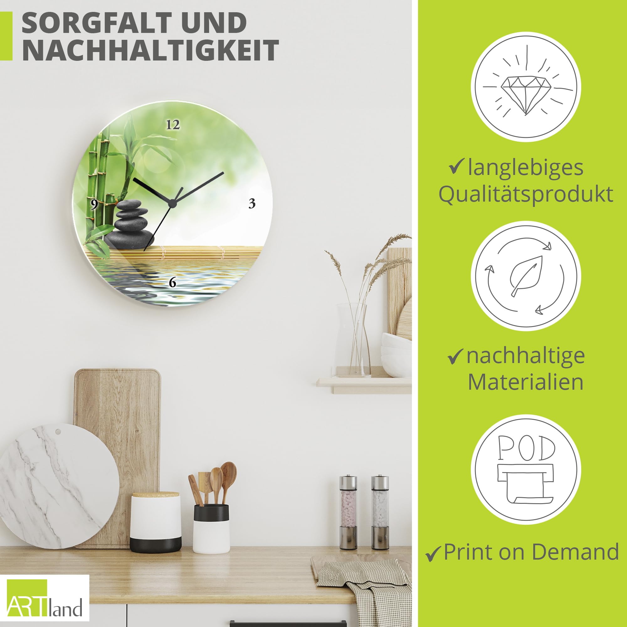 artland-wanduhren-t5op-glas-wanduhr-30-cm-spa-basaltsteine-lautlos image 5