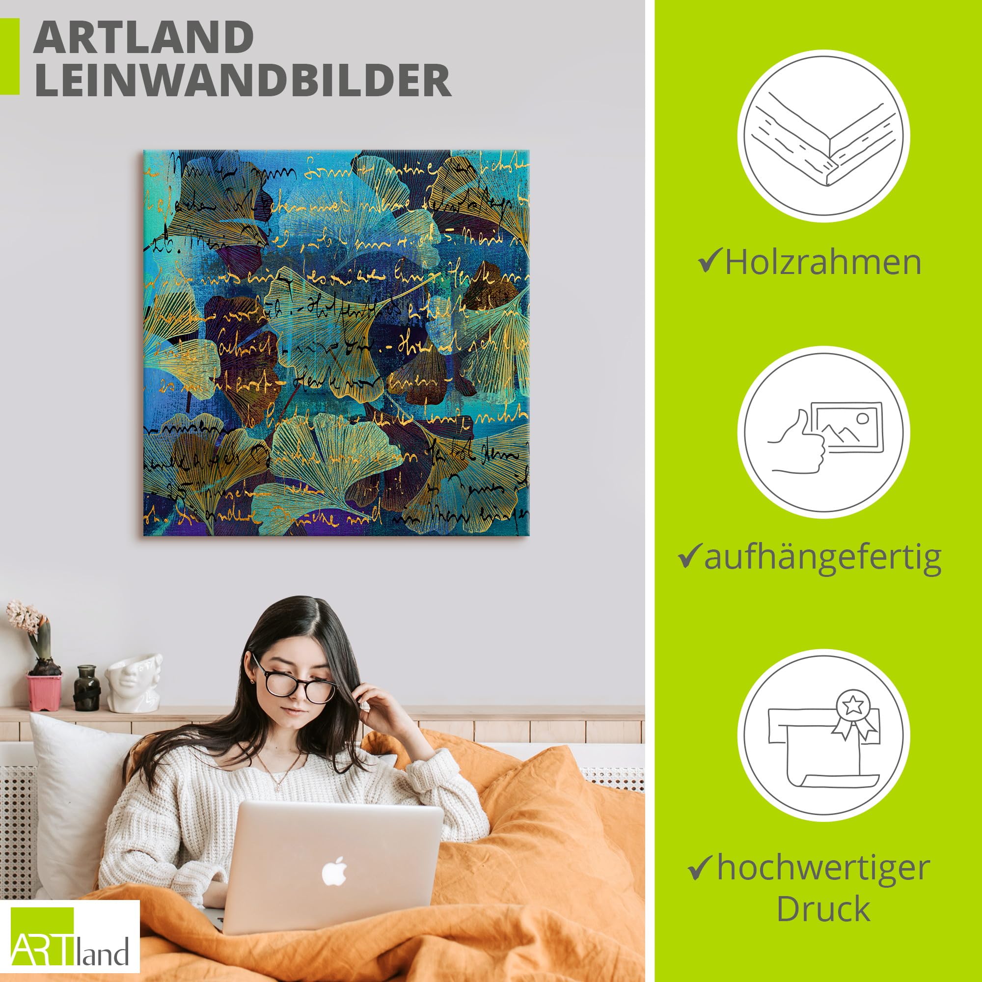 artland-leinwandbilder-ginko-auf-blau-leinwandbild-50x50-blau image 3