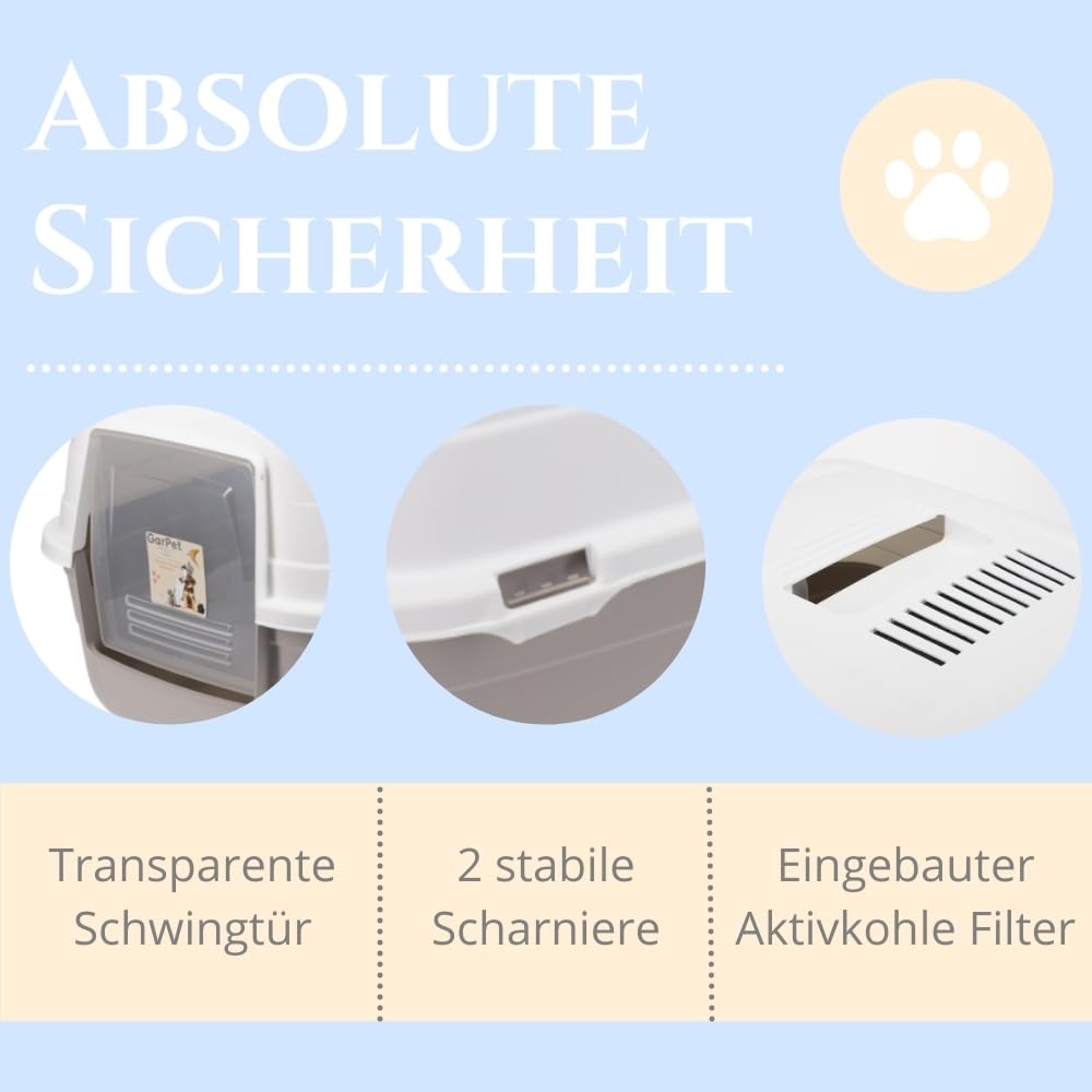 garpet-tierwelt-katzenklo-mit-deckel-grau-aktivkohlefilter image 4