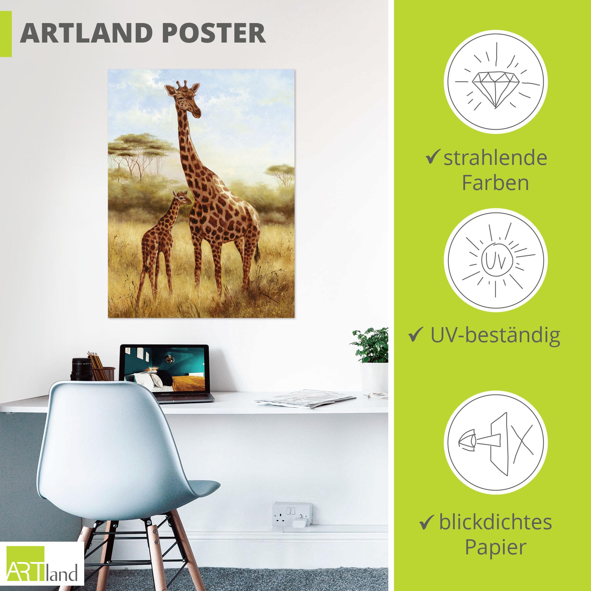 artland-giraffe-poster-90x120-cm-tiermotiv image 3