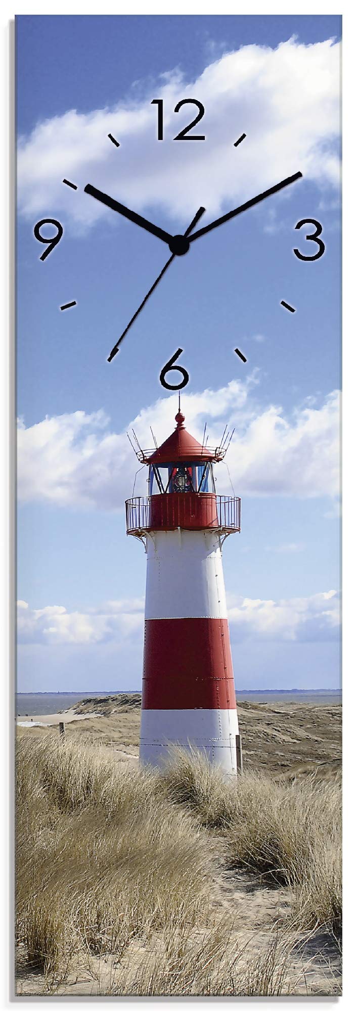 artland-wanduhren-ostsee-strandkorb-wanduhr-20x60-cm-glas-funkuhr-lautlos image 8
