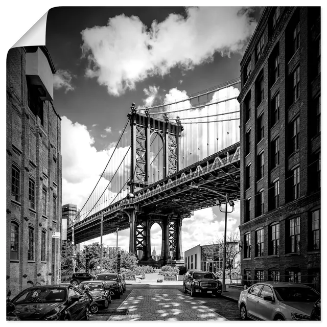 artland-manhattan-bridge-poster-70x70-cm-schwarz-wei image 1