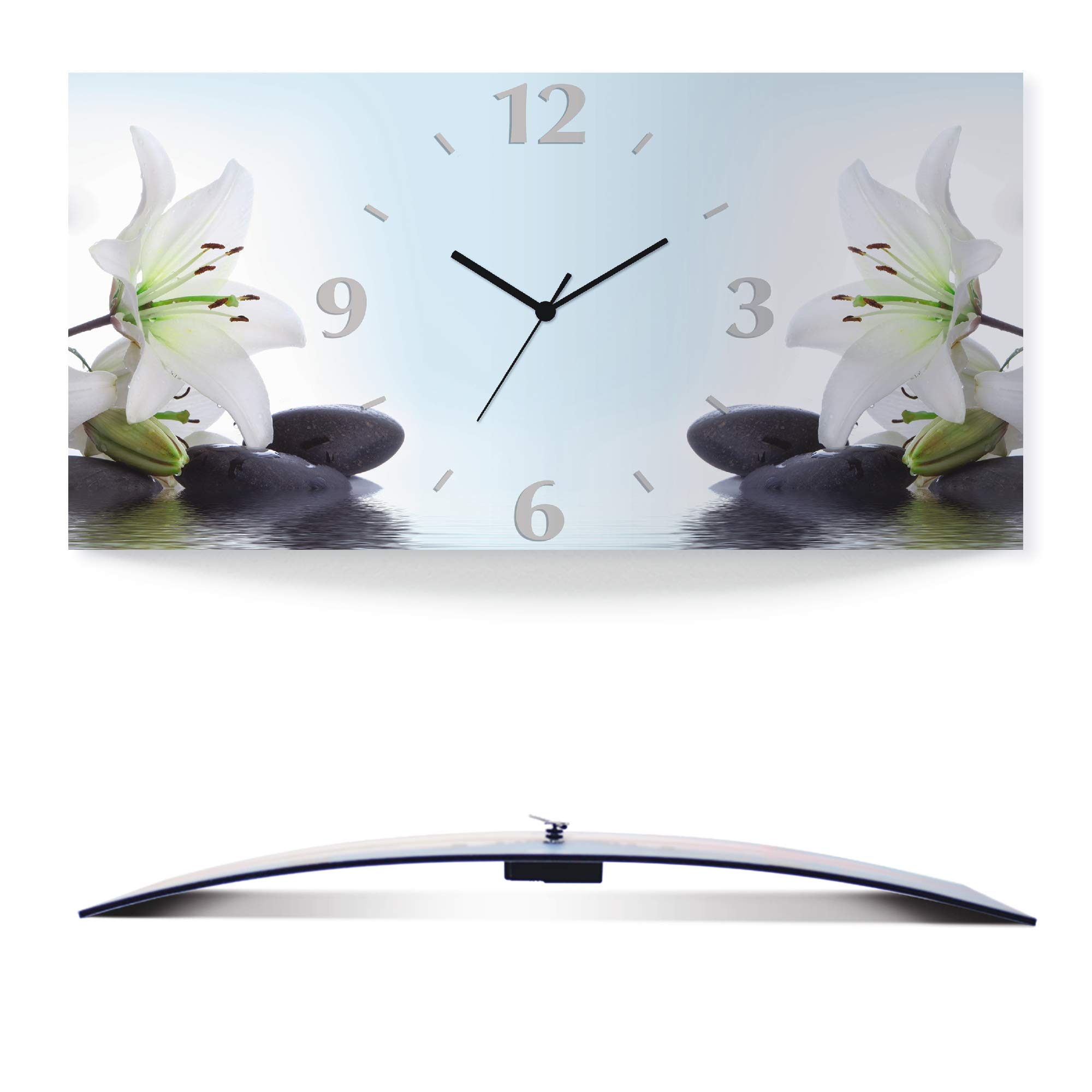 artland-wanduhren-s7ly-wanduhr-60x30-cm-funkuhr-lilien image 1