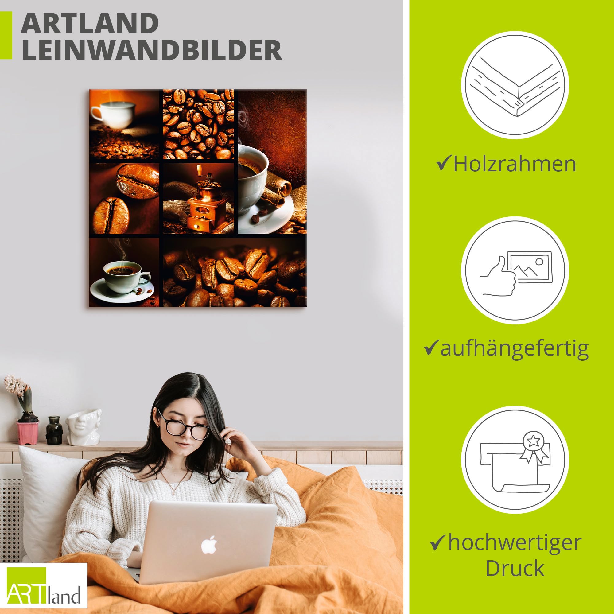 artland-leinwandbilder-kaffee-collage-leinwandbild-70x70-cm-braun image 3