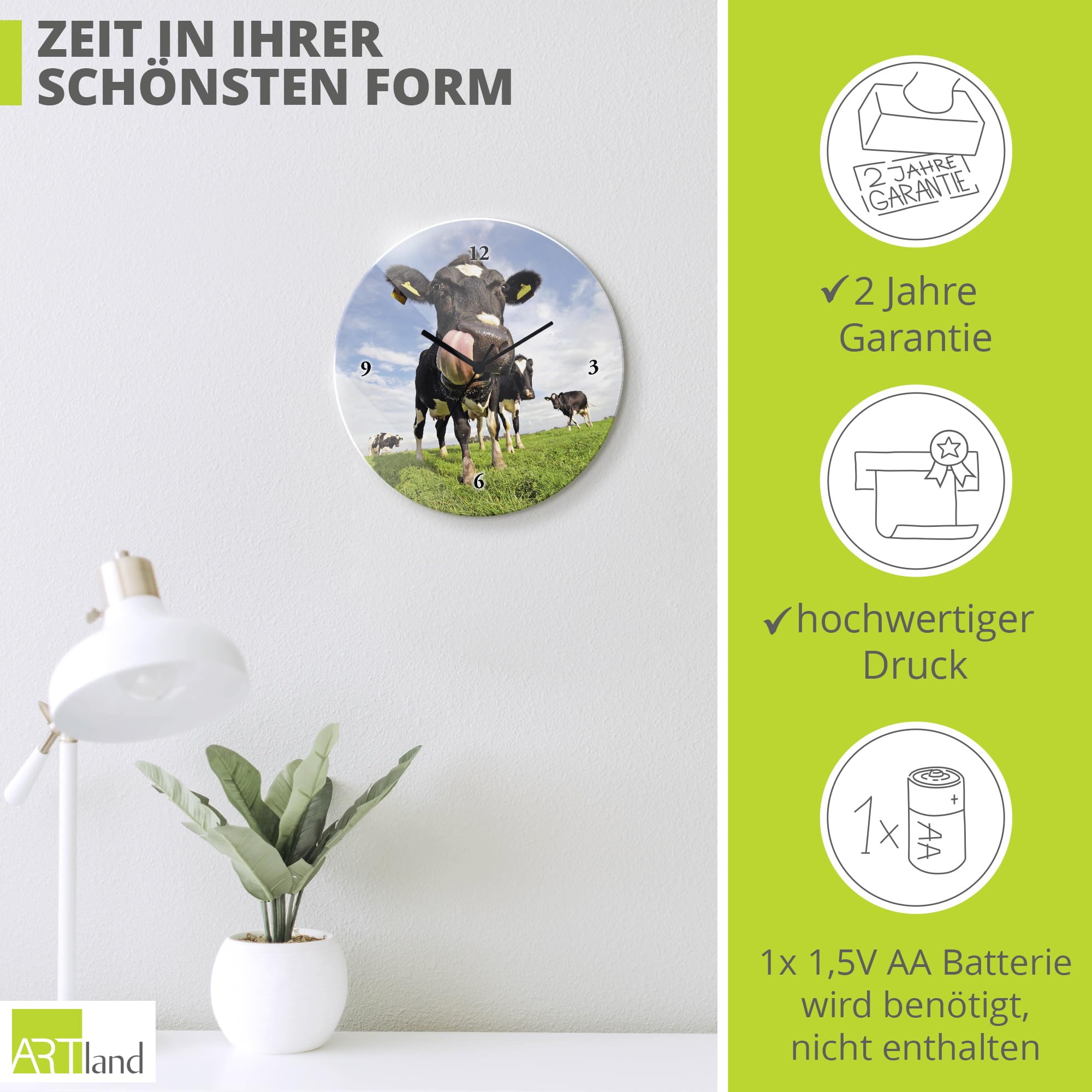 artland-wanduhren-t5wj-wanduhr-kuh-30-cm-glas-lautlos image 3