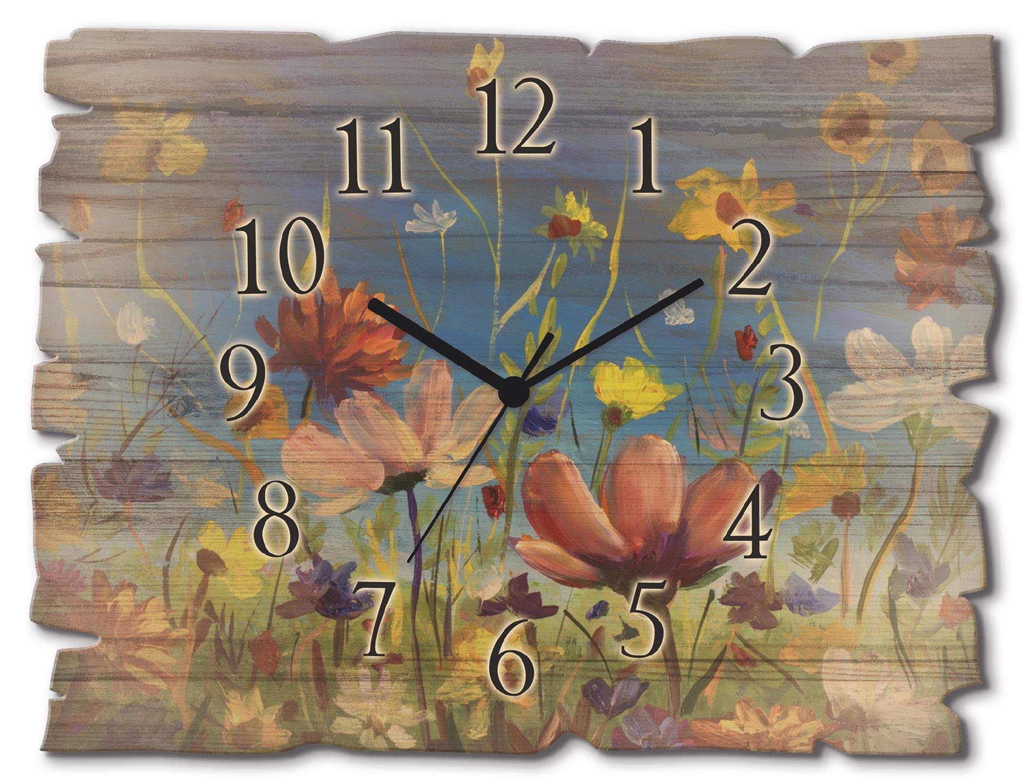 artland-wanduhren-u1qu-wanduhr-40x30-cm-funkuhr-blumenwiese image 1