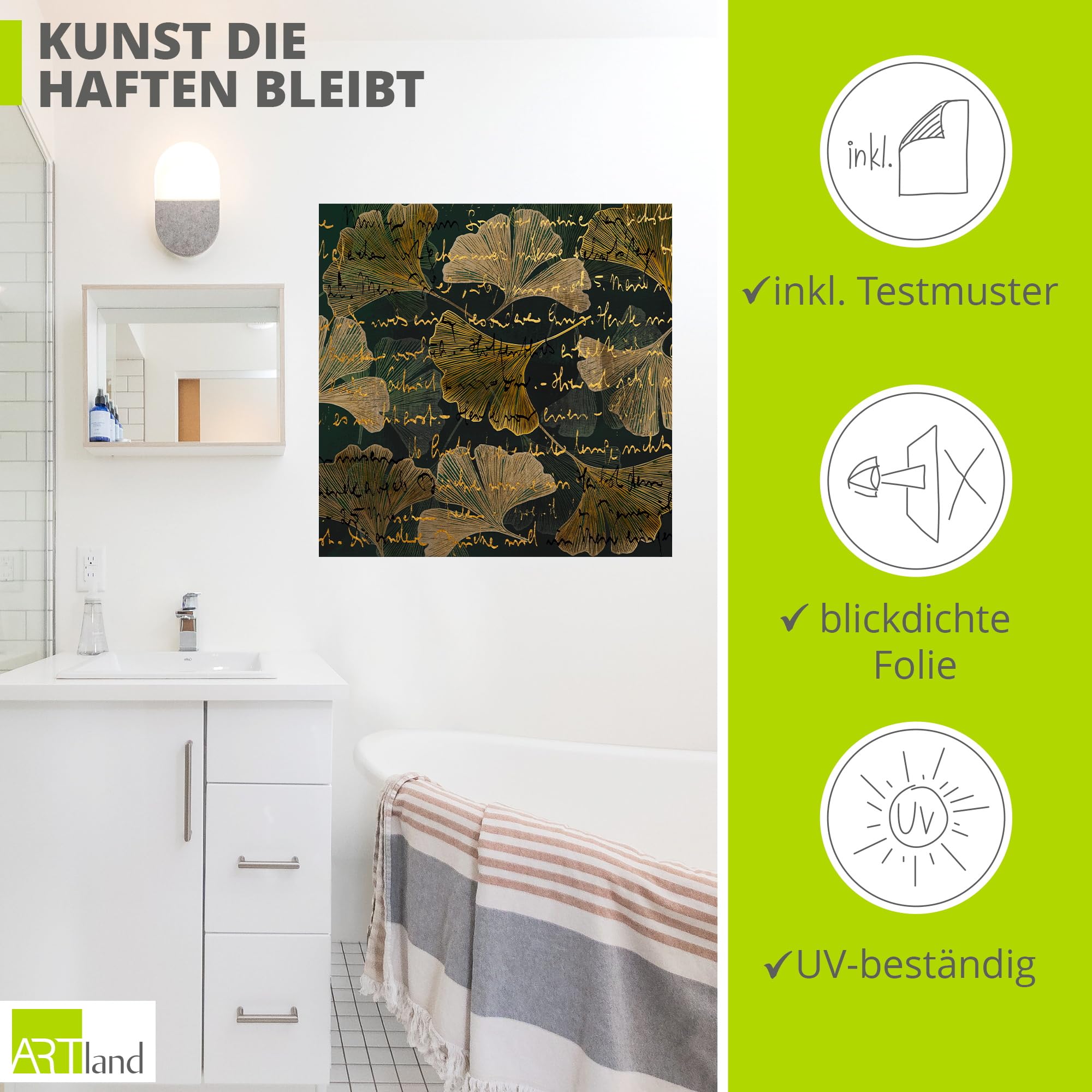artland-wandaufkleber-ginkgo-wandtattoo-30x30-cm-braun image 2