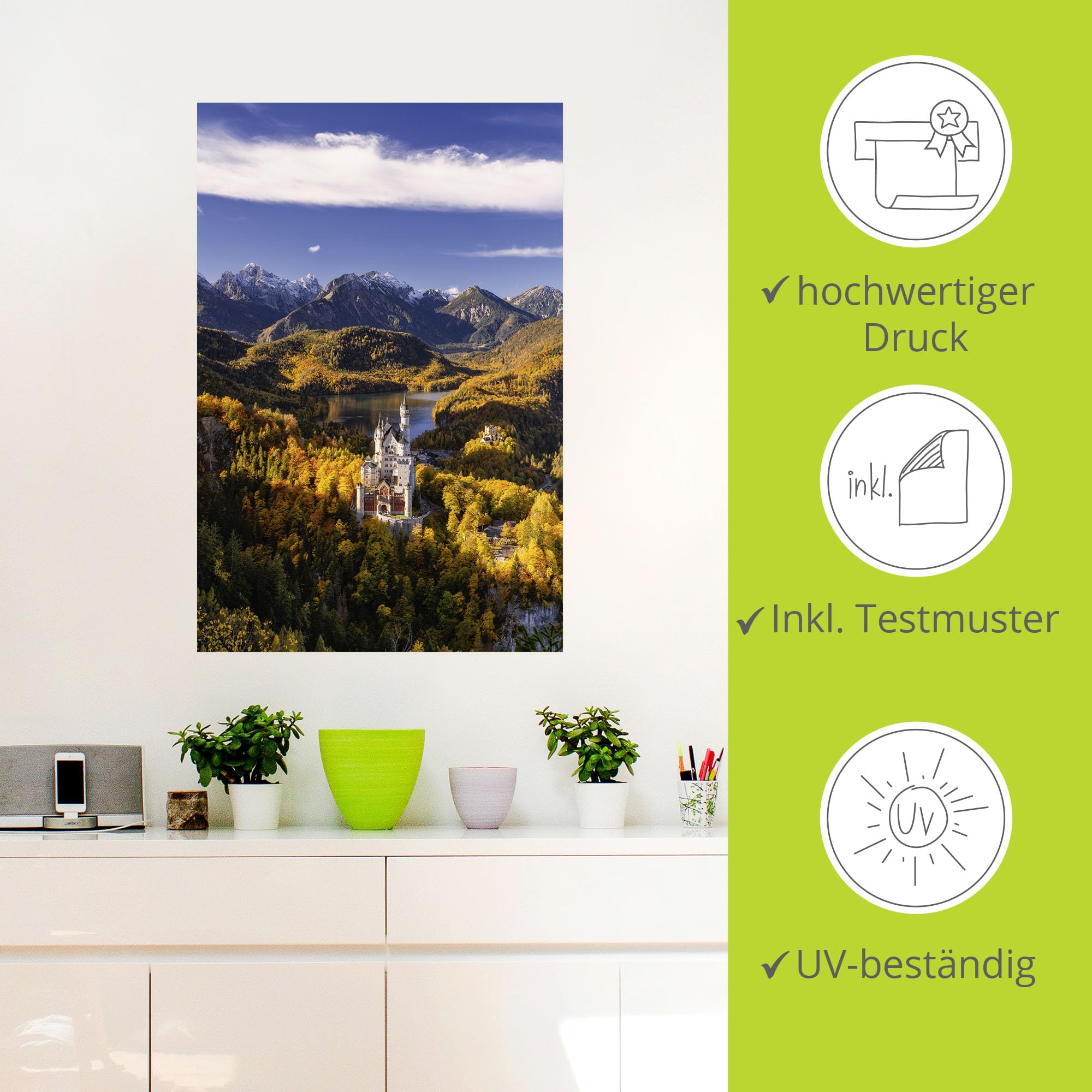 artland-wandaufkleber-schloss-neuschwanstein-vinyl-herbst image 2