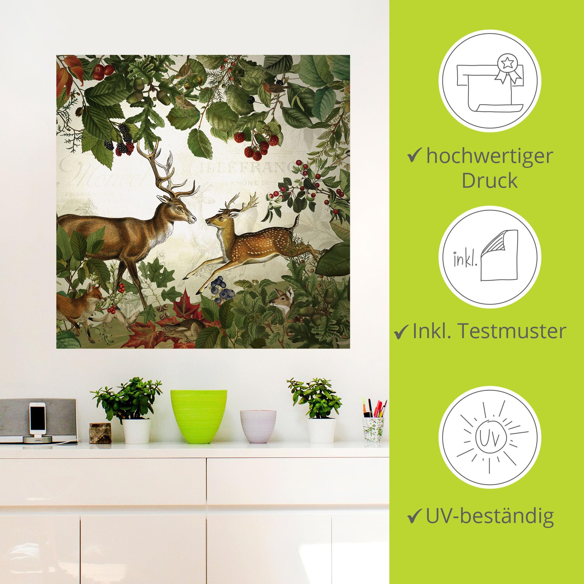 artland-hirsch-reh-wald-wandtattoo-100x100-cm-u5gx image 2