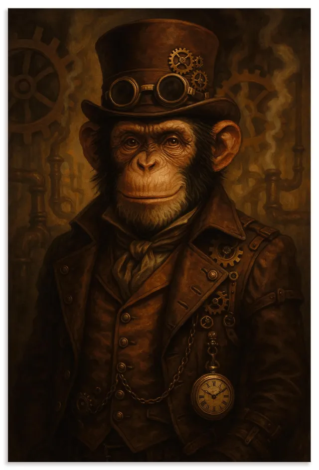 artland-alubilder-steampunk-affe-alubild-40x60-cm-braun image 1