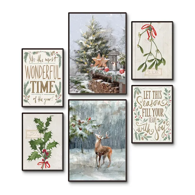 artland-posterset-weihnachten-6tlg-a3-a4-ohne-rahmen-winter image 1