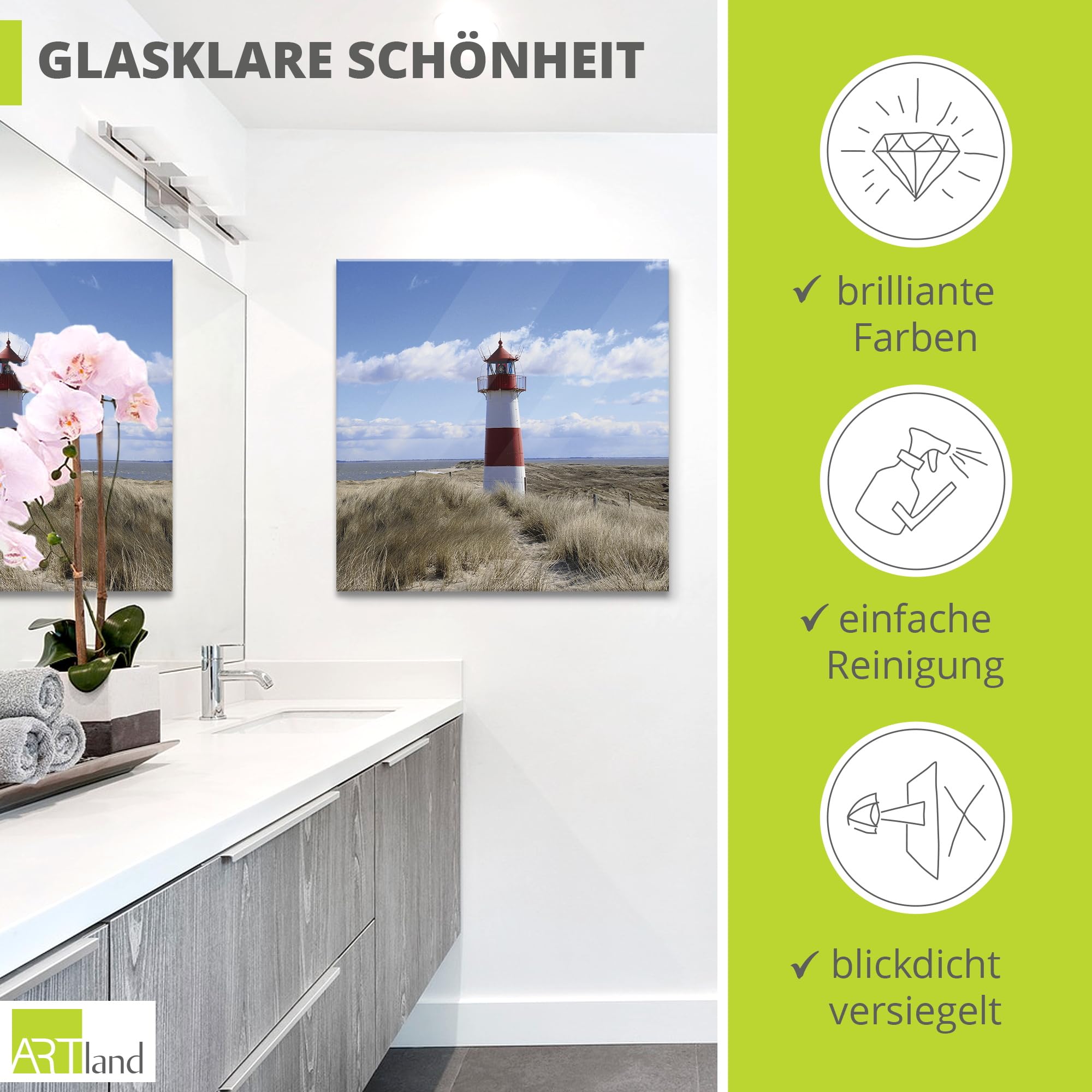 artland-glasbilder-t9ml-glasbild-leuchtturm-sylt-30x30-uv-best-ndig image 2