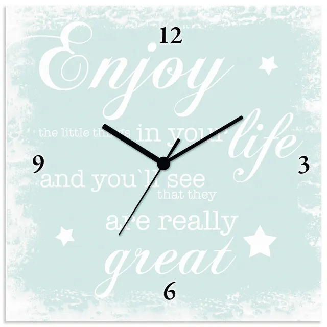 artland-wanduhren-spruch-mint-leinwand-funkuhr-30x30 image 1