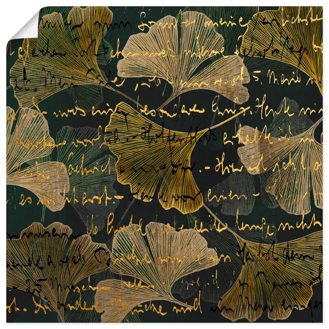 artland-kunstdrucke-ginkgo-poster-100x100-cm-braun image 1