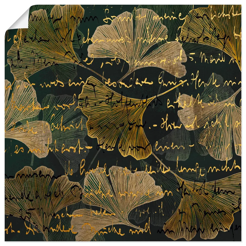 artland-kunstdrucke-ginkgo-poster-100x100-cm-braun image 1