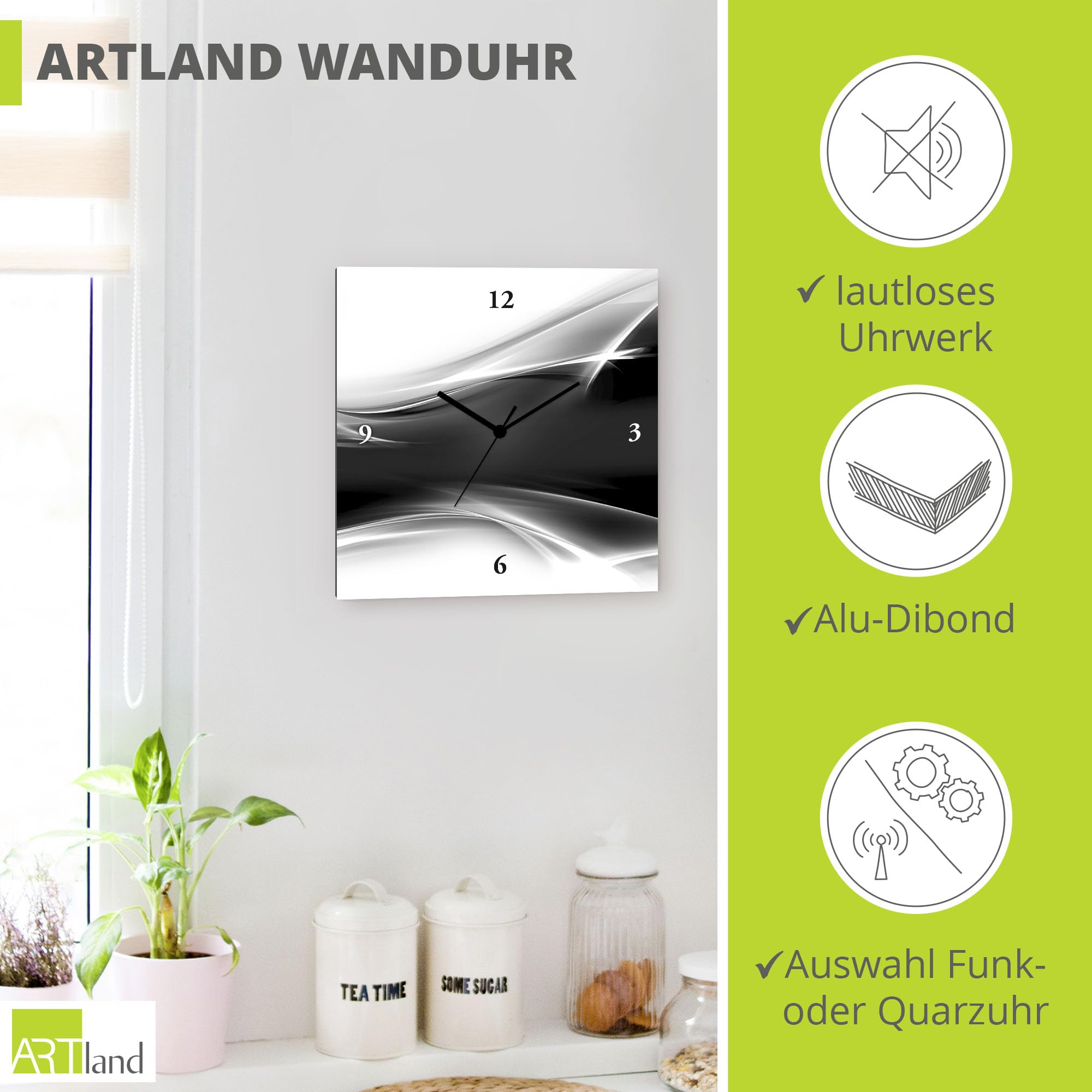 artland-wanduhren-abstrakt-alu-funkuhr-30x30-lautlos image 2
