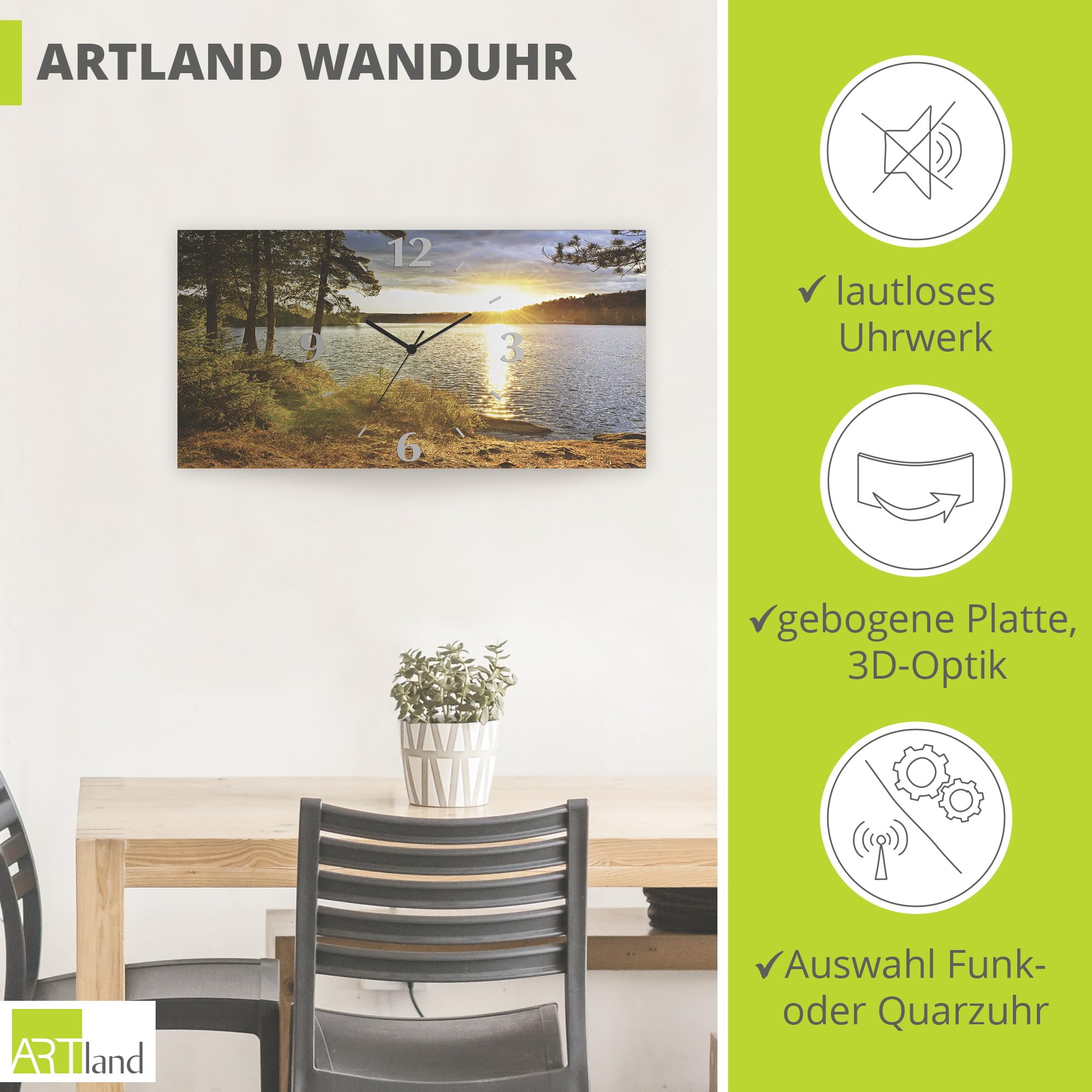 artland-wanduhren-see-funkuhr-50x25-cm-alu-lautlos image 2