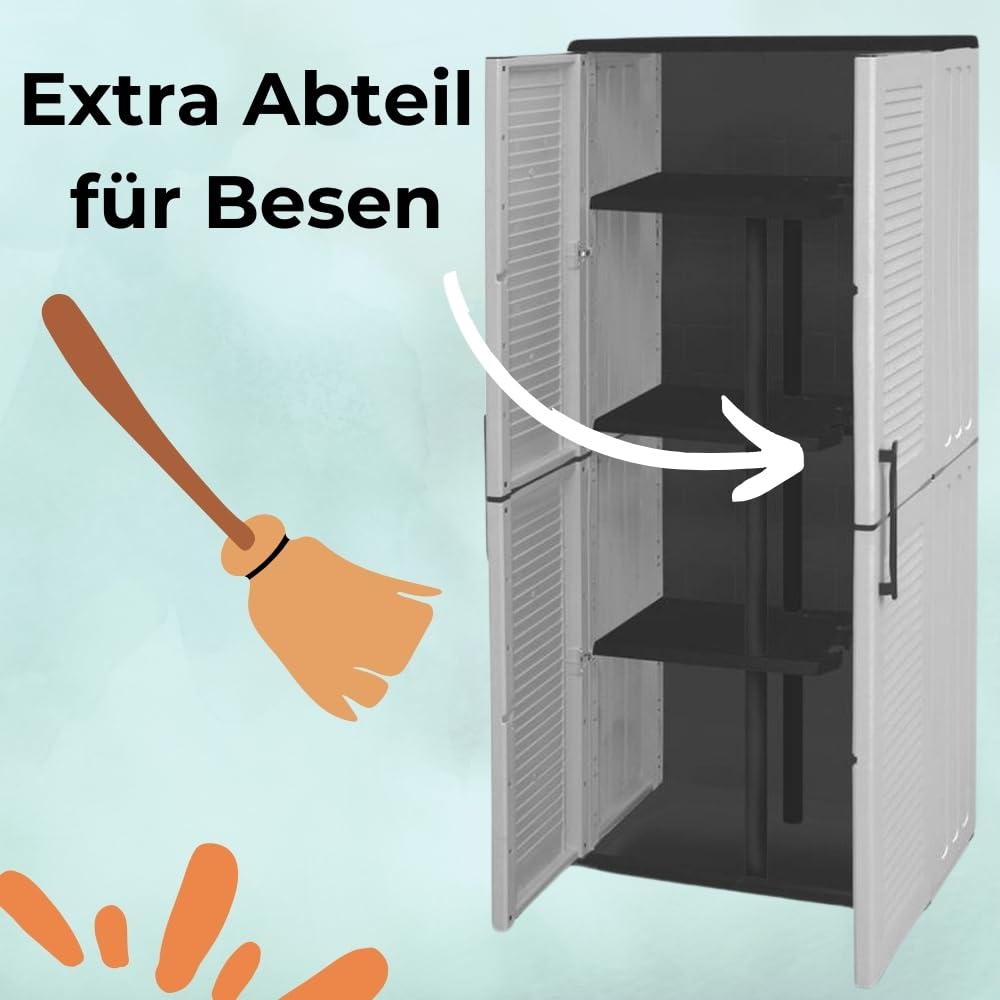 garpet-garten-besenschrank-163-cm-kunststoff-wetterfest-mit-besenfach image 4
