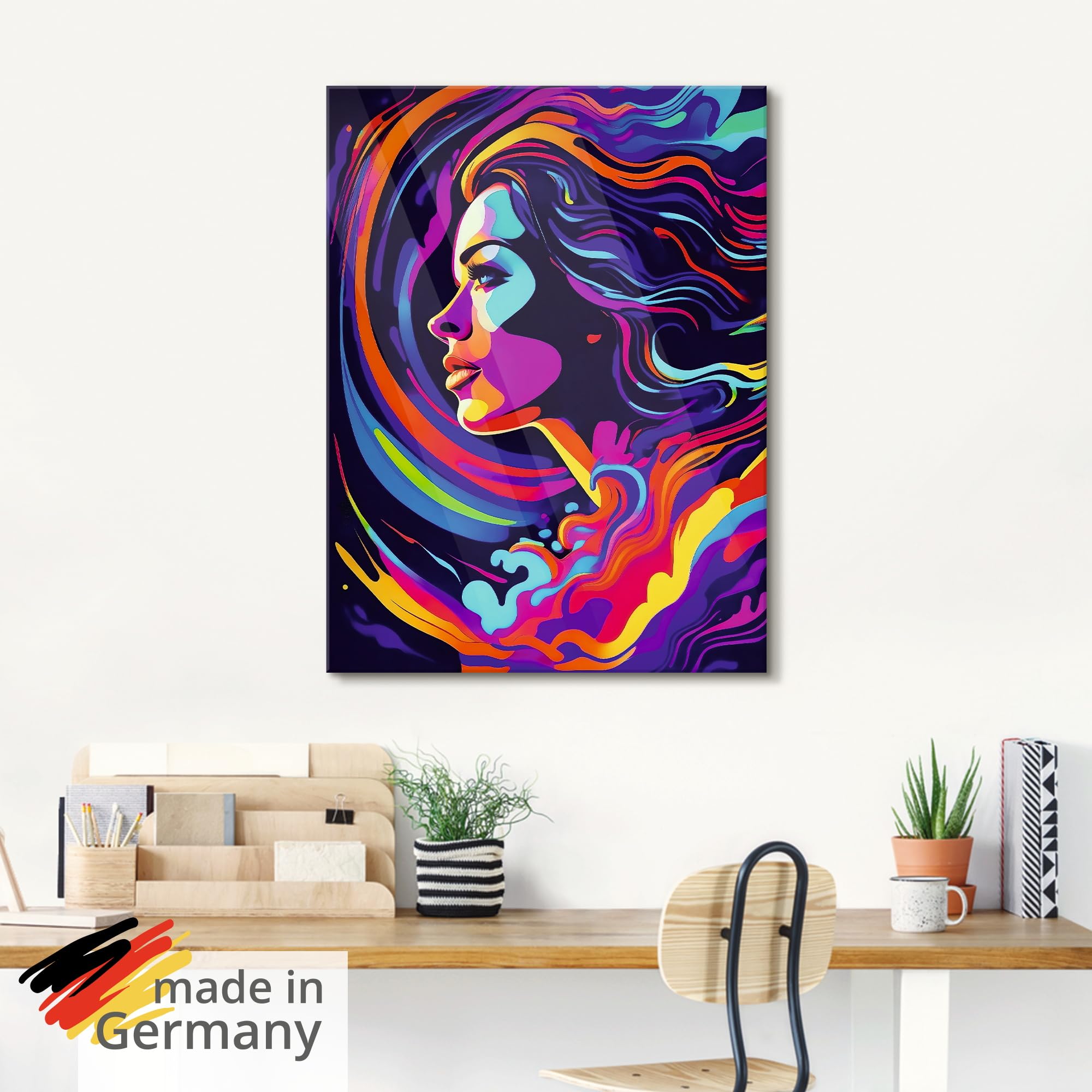 artland-glasbilder-frau-in-bunten-farben-glasbild-60x80-cm-pop-art image 5