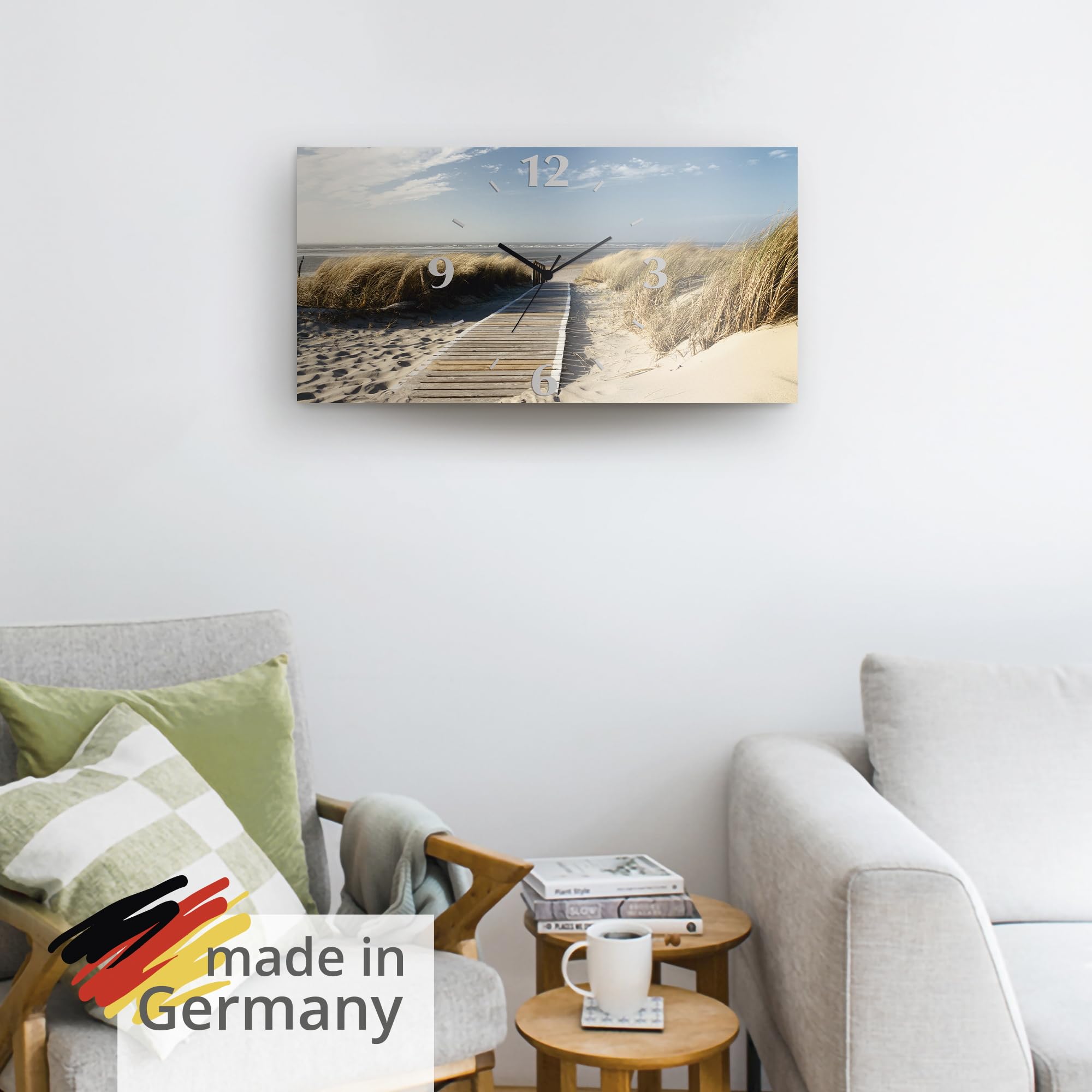 artland-wanduhren-strand-quarzuhr-50x25-cm-lautlos-meer image 6