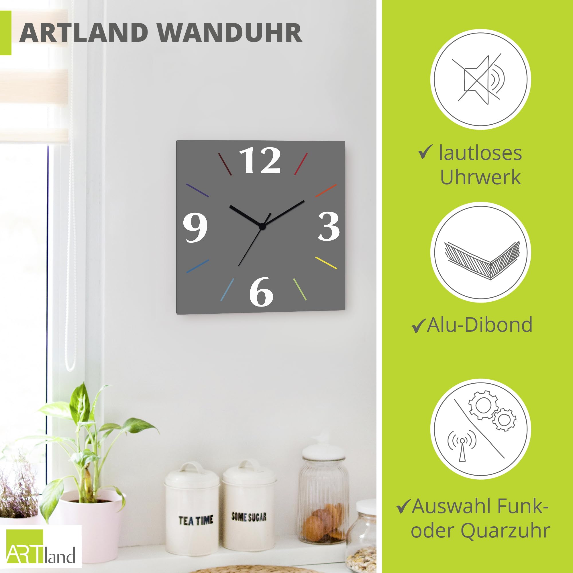 artland-wanduhren-quarzuhr-30x30-cm-grau-lautlos image 2