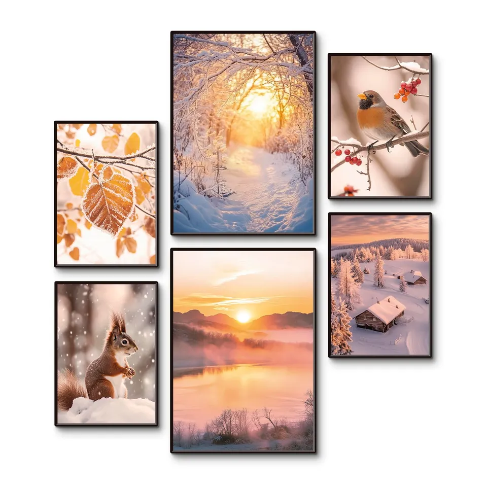 artland-kunstdrucke-poster-set-6tlg-winter-a3-a4-ohne-rahmen image 1