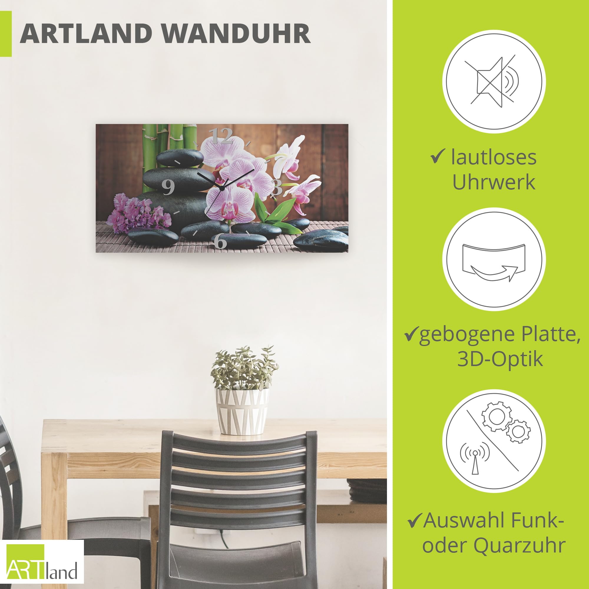 artland-wanduhren-zen-orchidee-funkuhr-60x30-cm-lautlos image 2