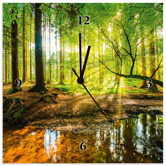 artland-wanduhren-funkuhr-wald-30x30-cm-lautlos-alu image 1